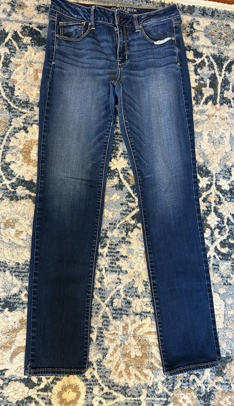 American Eagle Skinny Jeans Women’s 10 Long Blue Super Stretch Denim MidRise